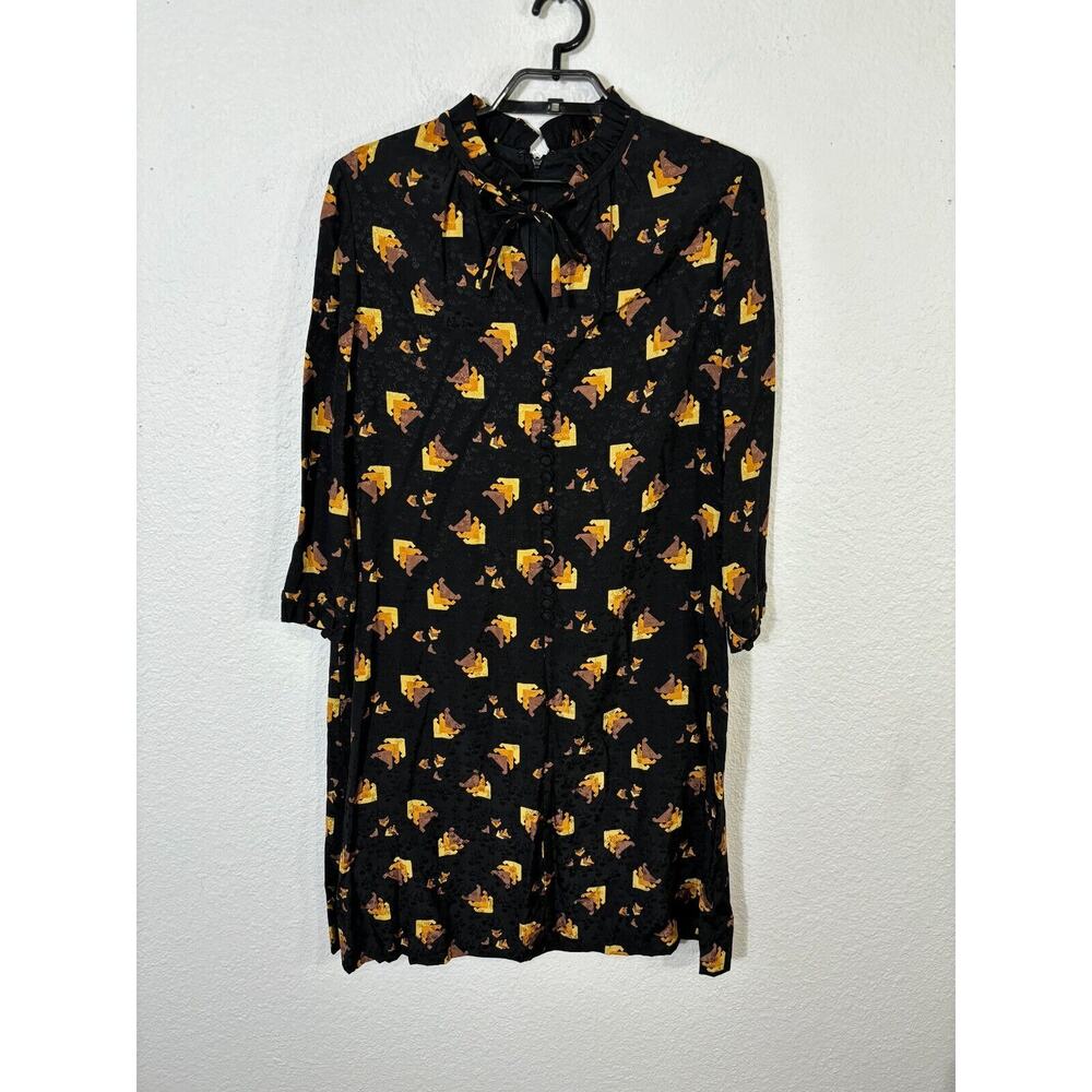 Vintage‎ Adele Simpson Dress Size M/L Geometric 1960s Multicolor Ruffled Shift